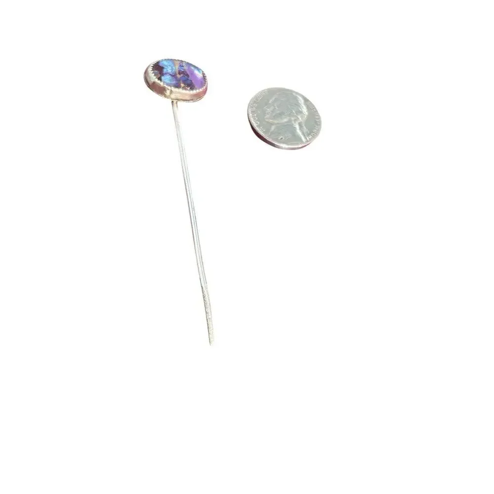 Purple Blue Mohave Turquoise And Sterling Silver Cowboy Toothpick Hat Pick New